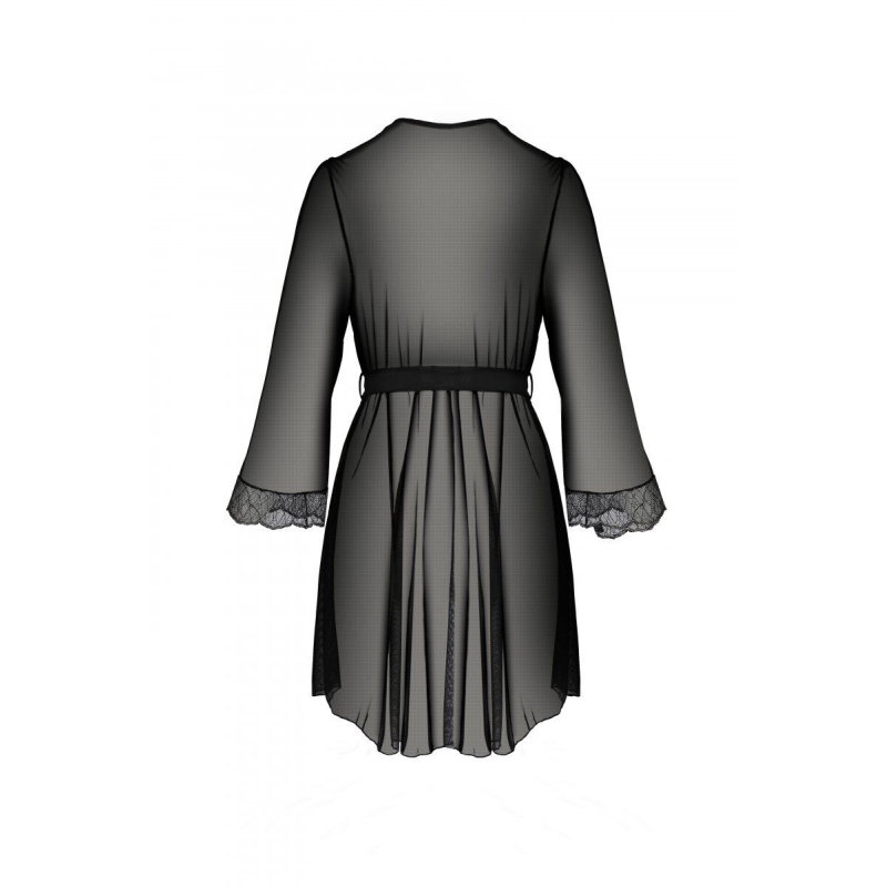 Пеньюар Passion AMBERLY PEIGNOIR Чорний, 2XL/3XL, пояс у комплекті