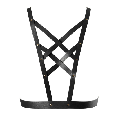 Портупея з екошкіри Bijoux Indiscrets Maze – Cross Cleavage Harness Чорний колір