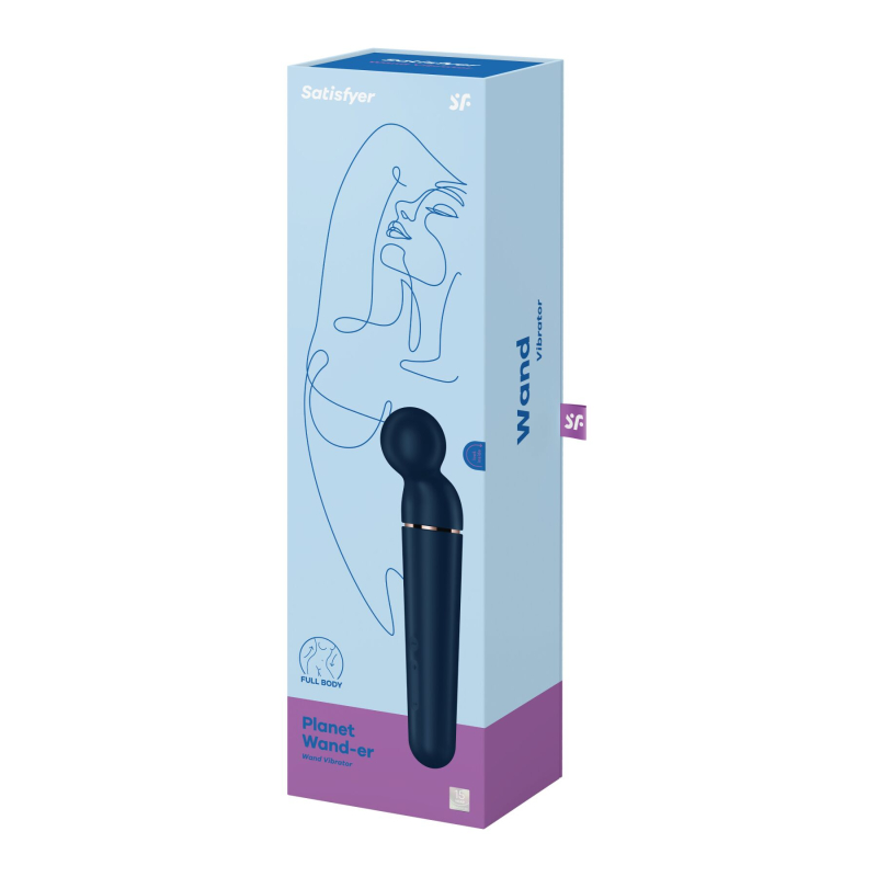 Мощный вибромассажер – Satisfyer Planet Wand-er Blue/Rosegold – 10 режимов вибрации, 6 интенсивностей