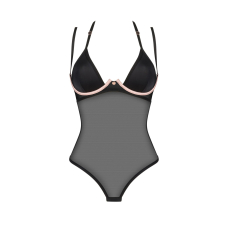 Прозоре боді Obsessive Selinne teddy XS/S Чорний колір, дрібна сітка, подвійні бретелі