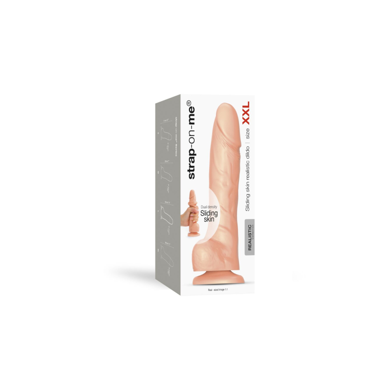 Реалістичний фалоімітатор Strap-On-Me Sliding Skin Realistic Dildo Vanille XXL, ефект рухливої шкіри, довжина 20.8 см