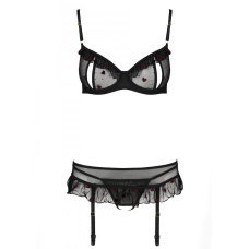 Сексуальний комплект з поясом для панчіх Passion LOVELIA SET L/XL, чорний колір