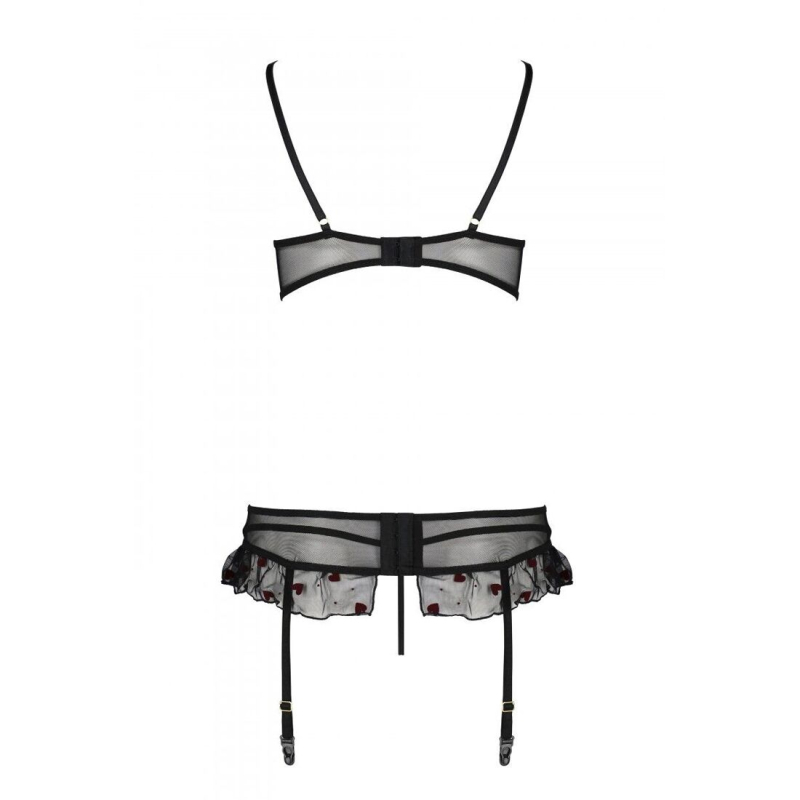 Сексуальний комплект з поясом для панчіх Passion LOVELIA SET L/XL, чорний колір