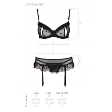 Сексуальний комплект з поясом для панчіх Passion LOVELIA SET L/XL, чорний колір