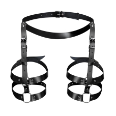 Шкіряні гартери Art of Sex – Melani Leather garters, Чорні XS–M