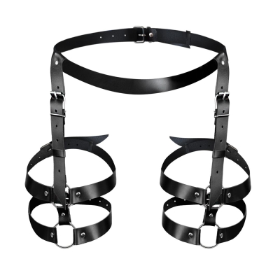 Шкіряні гартери Art of Sex – Melani Leather garters, Чорні XS–M