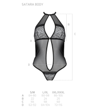 Сітчасте боді з мереживом на грудях Passion SATARA BODY S/M чорний колір