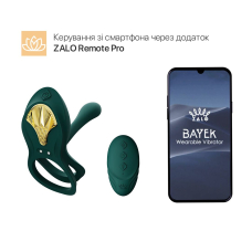 Смарт-эрекционное кольцо Zalo - BAYEK Turquoise Green, двойное с вводной частью, пульт ДК