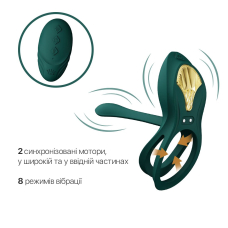 Смарт-эрекционное кольцо Zalo - BAYEK Turquoise Green, двойное с вводной частью, пульт ДК