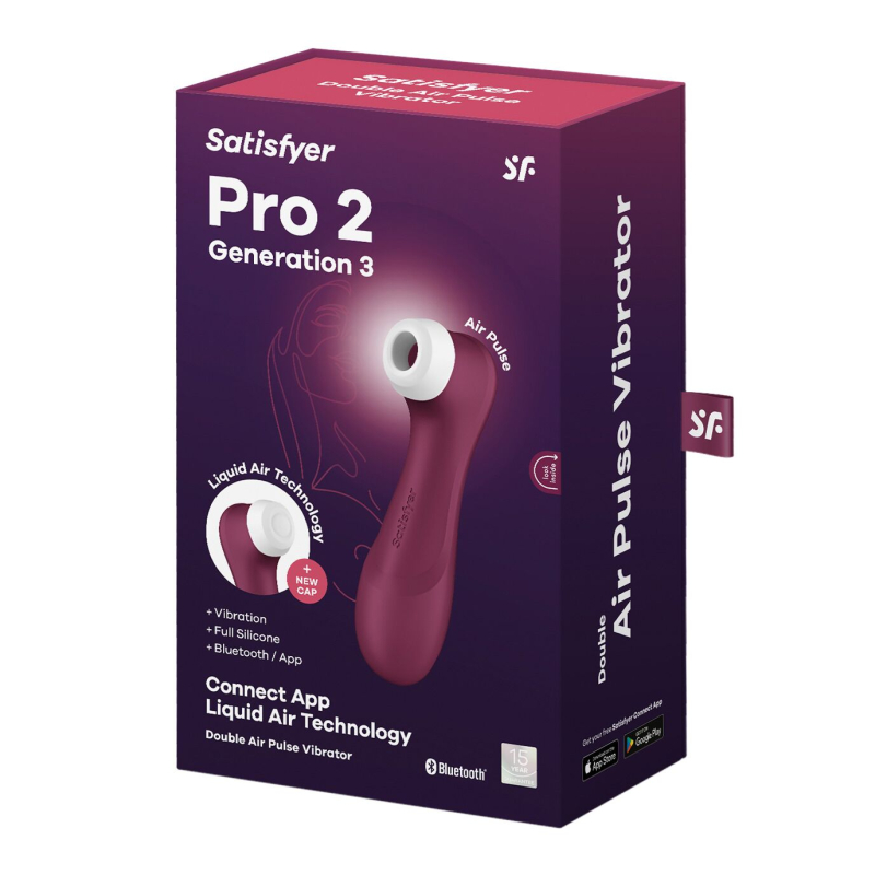 Смарт вакуумний кліторальний стимулятор – Satisfyer Pro 2 Generation 3 Connect App Wine Red – керування з телефона