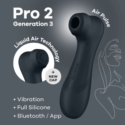 Смарт вакуумний стимулятор для клітора – Satisfyer Pro 2 Generation 3 Connect App Dark Grey