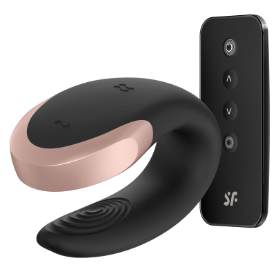 Смарт-вібратор для пар – Satisfyer Double Love Black – дистанційне керування на відстані з телефона + пульт
