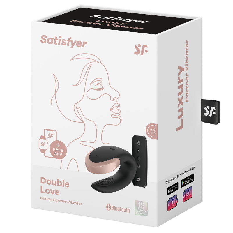 Смарт-вибратор для пар – Satisfyer Double Love Black – дистанционное управление на расстоянии с телефона + пульт