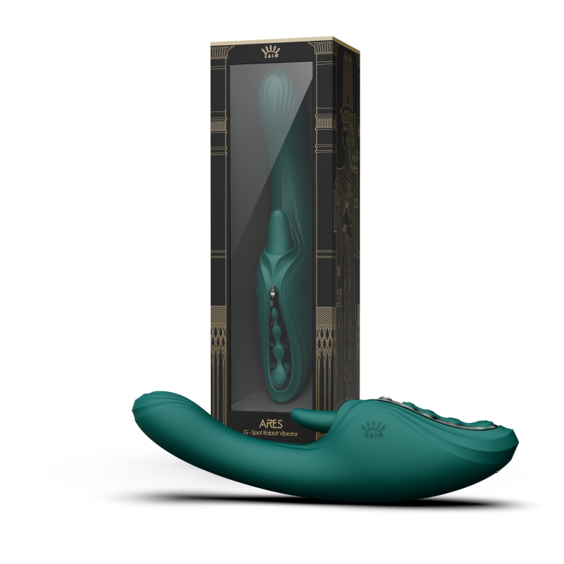 Смарт вібратор-кролик з підігрівом до 42°C Zalo Ares Turquoise, зелений
