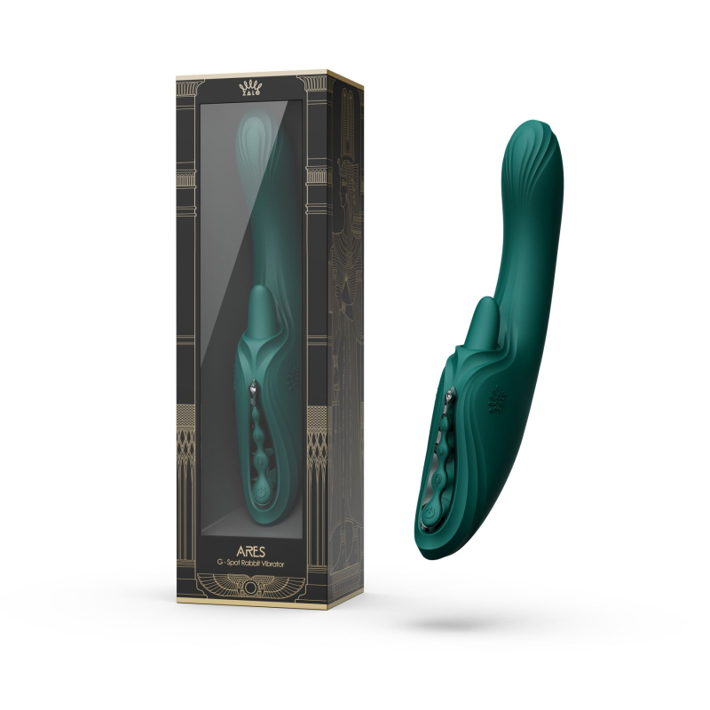 Смарт вібратор-кролик з підігрівом до 42°C Zalo Ares Turquoise, зелений