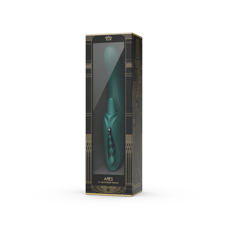Смарт вібратор-кролик з підігрівом до 42°C Zalo Ares Turquoise, зелений