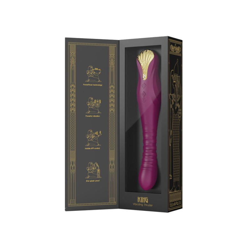Смарт вібратор-пульсатор з кристалом Сваровски – Zalo King Velvet Purple – керування на відстані через App Zalo
