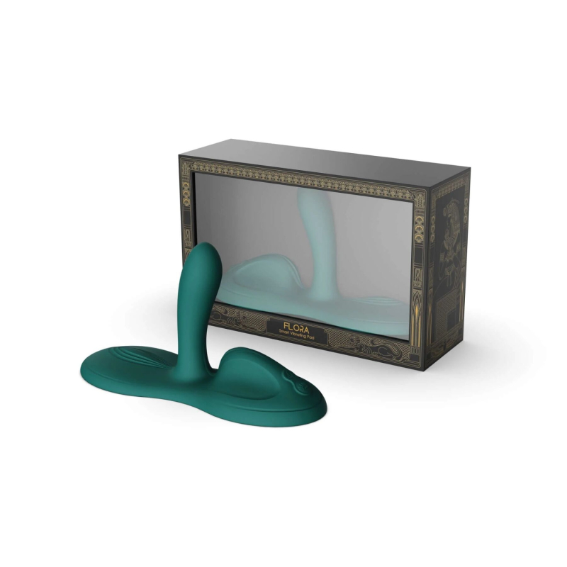 Смарт-вибратор – Zalo Flora Smart Pad Turquoise Green – подогрев до 42 °C, 9 моторов