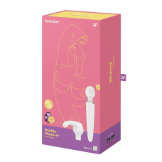 Смарт вібромасажер – Satisfyer Double Wand-er – змінна головка, бустер-режим, текстурована поверхня