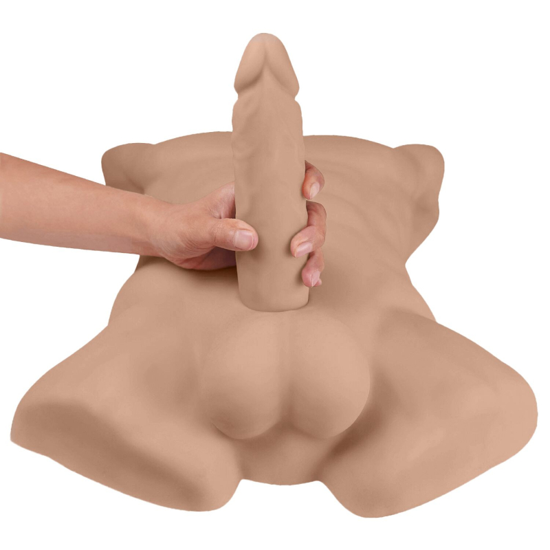 Торс з фалоімітатором на присосці SilexD Apollo L Male Torso Caramel, довжина 17.8 см