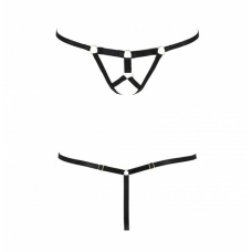 Трусики стрінги зі стреп Passion Exclusive ARMANDA THONG S/M, чорний колір