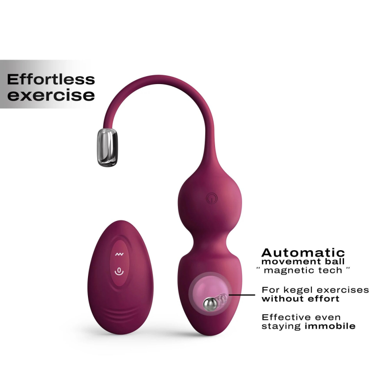 Вагинальные шарики Dorcel LOVE BALLS PLUM, вибрации и движения внутреннего шарика, пульт ДК