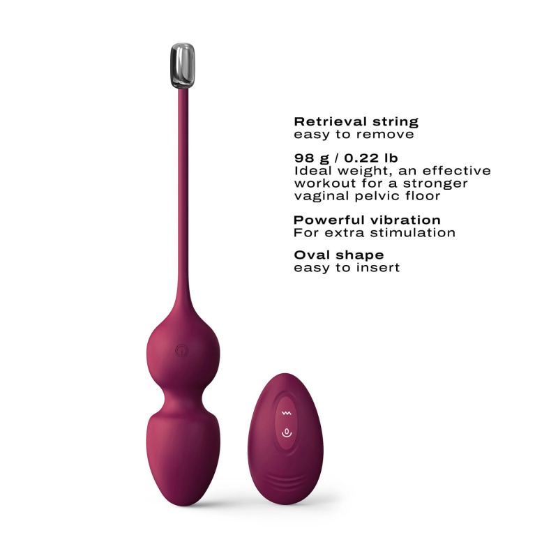 Вагинальные шарики Dorcel LOVE BALLS PLUM, вибрации и движения внутреннего шарика, пульт ДК
