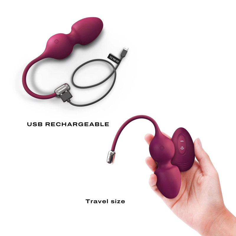 Вагинальные шарики Dorcel LOVE BALLS PLUM, вибрации и движения внутреннего шарика, пульт ДК