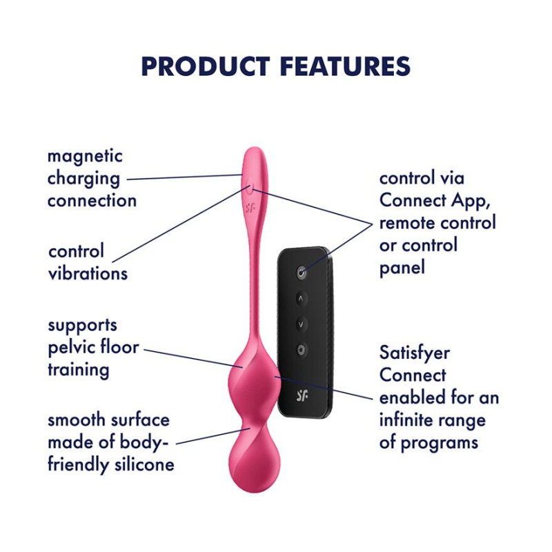 Вагинальные смарт-шарики с вибрацией Satisfyer Love Birds 2 Connect App Red, 86 г, пульт ДК