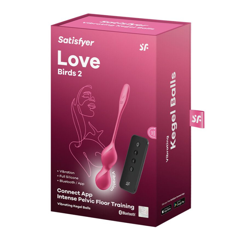 Вагинальные смарт-шарики с вибрацией Satisfyer Love Birds 2 Connect App Red, 86 г, пульт ДК