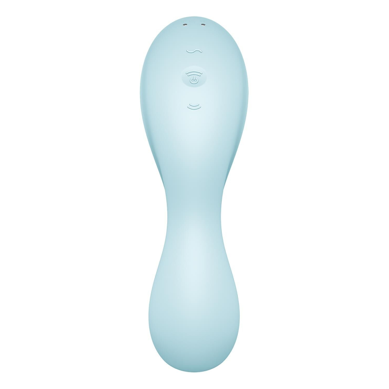 Вакуумний смарт стимулятор з вібрацією – Satisfyer Curvy Trinity 5 Blue – App-керування з телефона на відстані