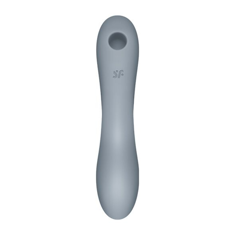 Вакуумный стимулятор с вибрацией 3в1 – Satisfyer Curvy Trinity 3 BlueGrey – 12 режимов вибрации, 11 уровней вакуума