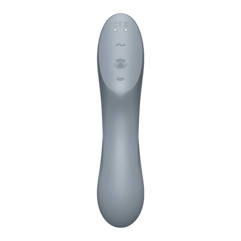 Вакуумный стимулятор с вибрацией 3в1 – Satisfyer Curvy Trinity 3 BlueGrey – 12 режимов вибрации, 11 уровней вакуума