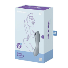 Вакуумний стимулятор з вібрацією 3в1 – Satisfyer Curvy Trinity 3 BlueGrey – 12 режимів вібрації, 11 рівнів вакууму
