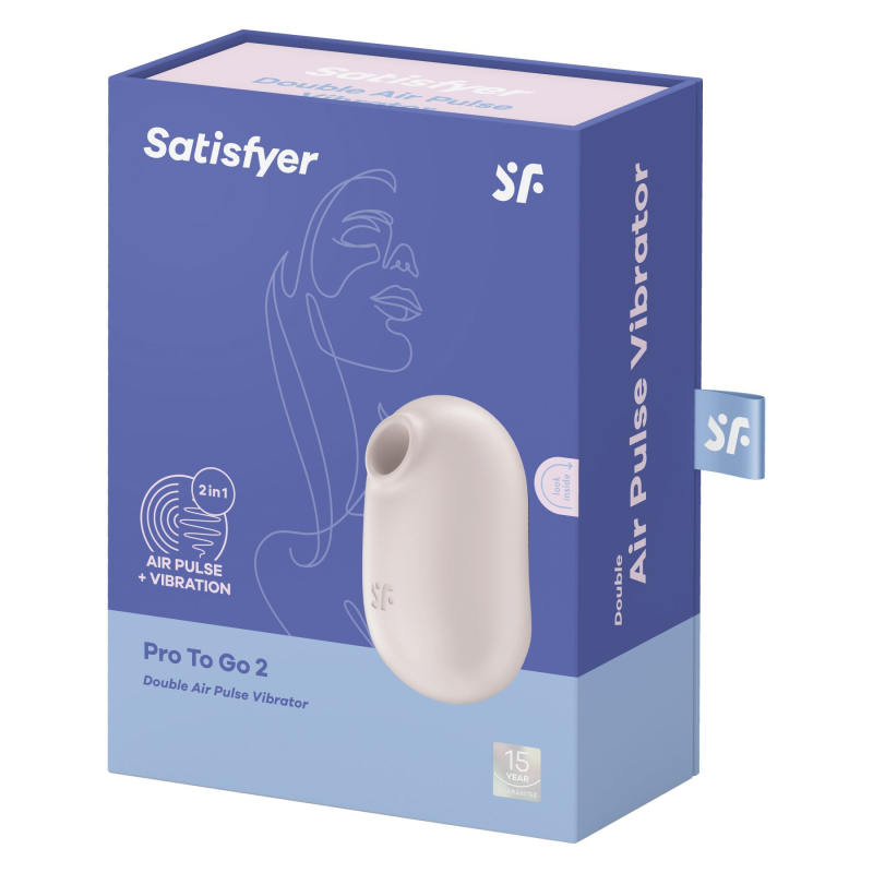 Вакуумный стимулятор с вибрацией – Satisfyer Pro To Go 2 Beige – 12 режимов вибрации + 11 вариантов вакуумной
