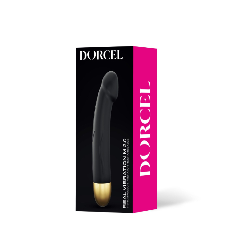 Вібратор для точки G – Dorcel Real Vibration M Gold 2.0 – довжина 22 см, 3 швидкості та 10 варіантів ритму