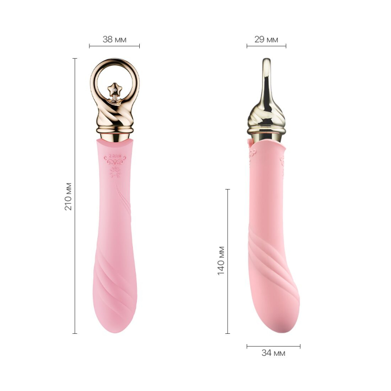 Вібратор для точки G з підігрівом до 42° – Zalo Sweet Magic Courage Fairy Pink – 8 режимів вібрації, довжина 14 см