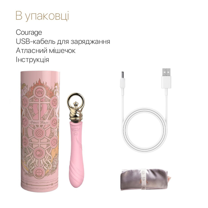 Вібратор для точки G з підігрівом до 42° – Zalo Sweet Magic Courage Fairy Pink – 8 режимів вібрації, довжина 14 см