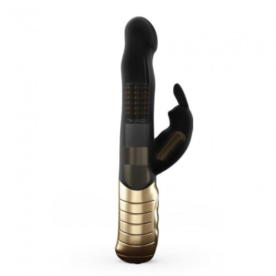 Вибратор-кролик Dorcel Baby Rabbit Gold 2.0 – с возможностью вращения головки на 360° + 5 рядов жемчужин, 7 вибро-режимов