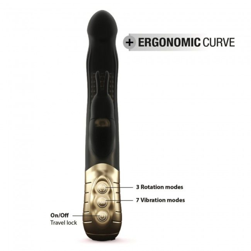 Вібратор-кролик Dorcel Baby Rabbit Gold 2.0 – з можливістю обертання головки на 360° + 5 рядів перлин, 7 вібро-режимів