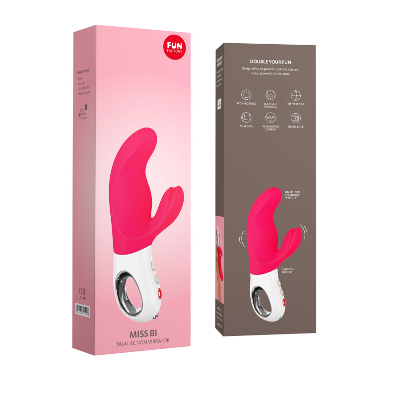 Вібратор-кролик – Fun Factory MISS BI Pink/White, 2 незалежні мотори, діаметр 4.2 см