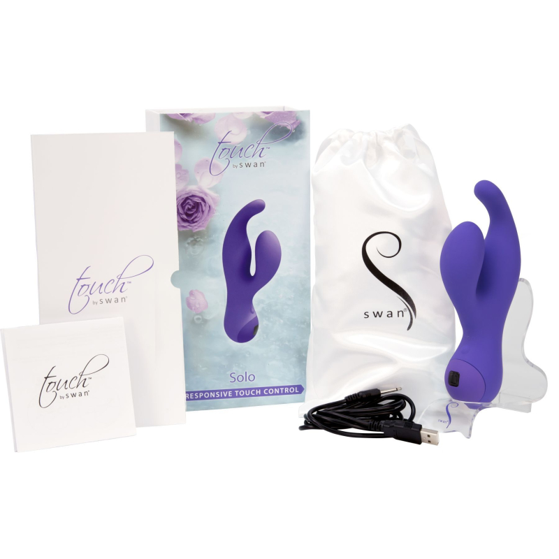 Вибратор-кролик – Touch by SWAN Solo Purple с сенсорным управлением, регулировка вибраций точки G и клитора