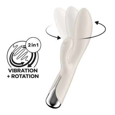 Вібратор-кролик з ротацією – Satisfyer Spinning Rabbit 1 Beige – 3 мотори, обертання + вібрація