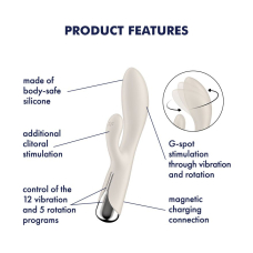 Вібратор-кролик з ротацією – Satisfyer Spinning Rabbit 1 Beige – 3 мотори, обертання + вібрація
