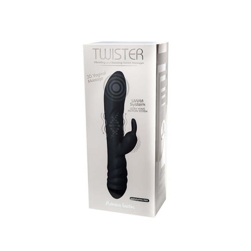 Вібратор-кролик зі спіральним 3D-масажем Adrien Lastic Twister – 3 потужних мотора по 20 режимів на кожний