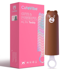 Вибратор мороженое – CuteVibe Teddy Brown – 10 режимов, съемная крышка-мишутка, атласный чехол