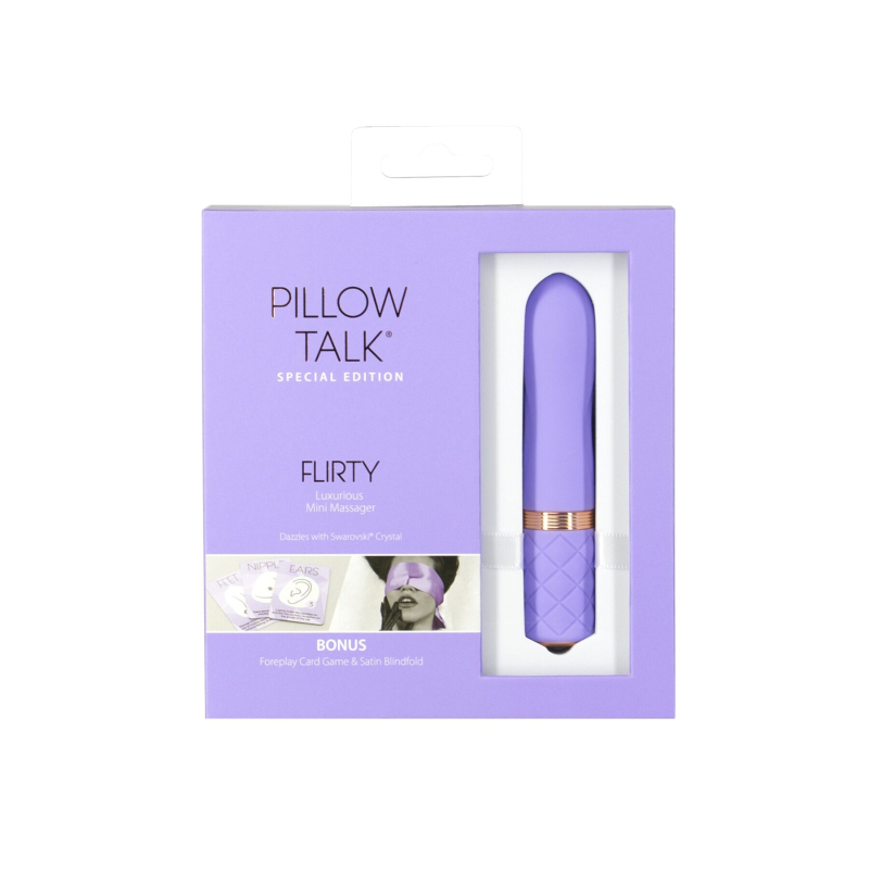 Вибратор точки G – Pillow Talk Flirty Purple Special Edition – кристалл Сваровски, шелковая повязка на глаза + игра