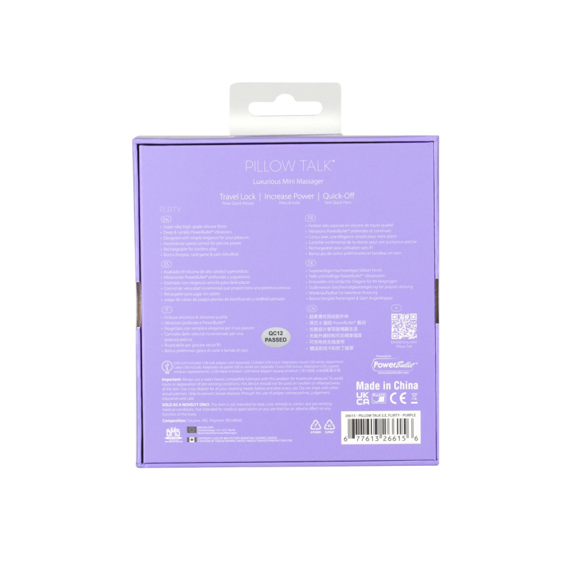 Вибратор точки G – Pillow Talk Flirty Purple Special Edition – кристалл Сваровски, шелковая повязка на глаза + игра