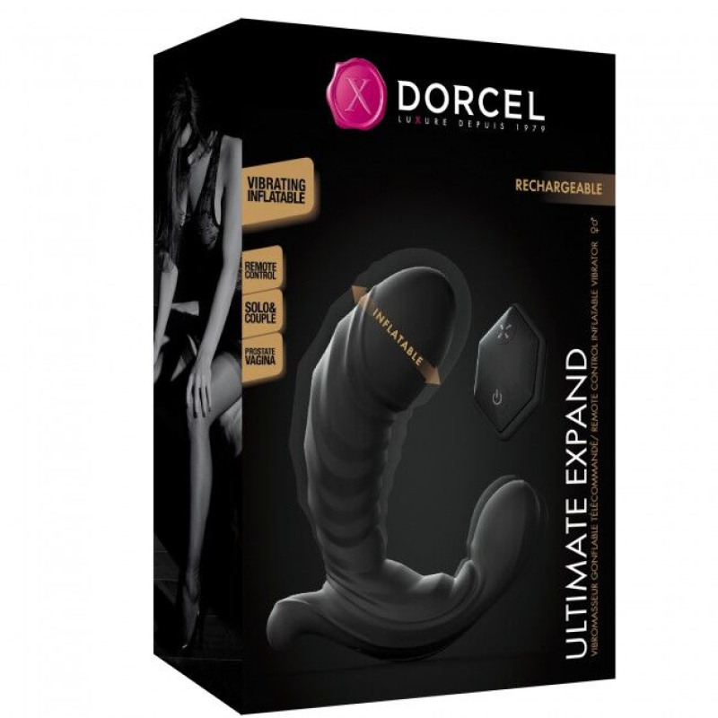 Вібратор зі стволом, що надувається – Dorcel Ultimate Expand – вигнута форма стимулює точку G та простату
