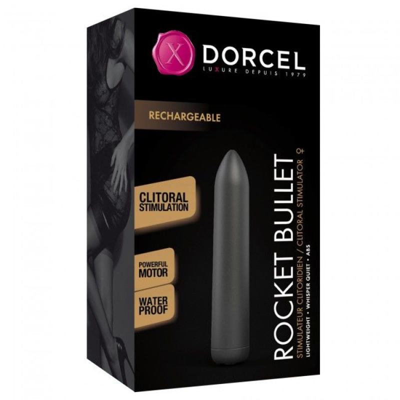Віброкуля (міні вібратор) Dorcel Rocket Bullet Black – з 16 режимами вібрацій та загальною довжиною 8.6 см